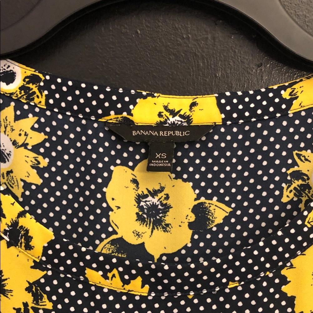 Banana Republic Yellow & Navy Floral Long-Sleeve Blouse - Picture 3 of 3